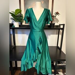 Francesca's Collections Teal Asymmetrical Wrap Dress